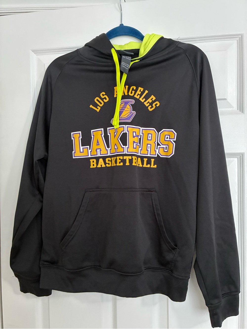 NBA Los Angeles Lakers Black Pullover Hoodie with Neon Yellow Accents